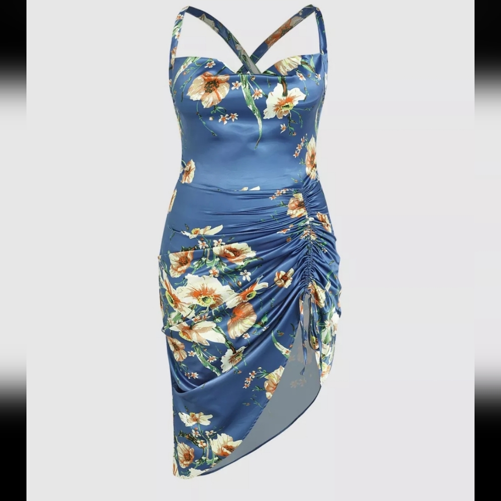 Asymmetrical plus floral dress